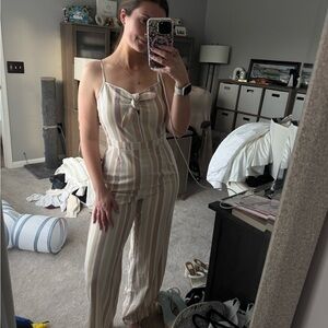 Tan and White Jumpsuit